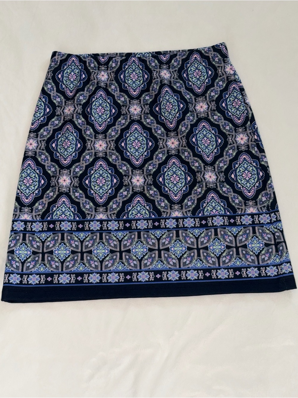 Talbots Medium Petite Patterned Navy  A-Line Skirt (214)